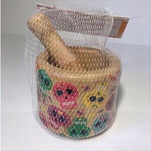 Sugar skulls mini bamboo mortar and pestle